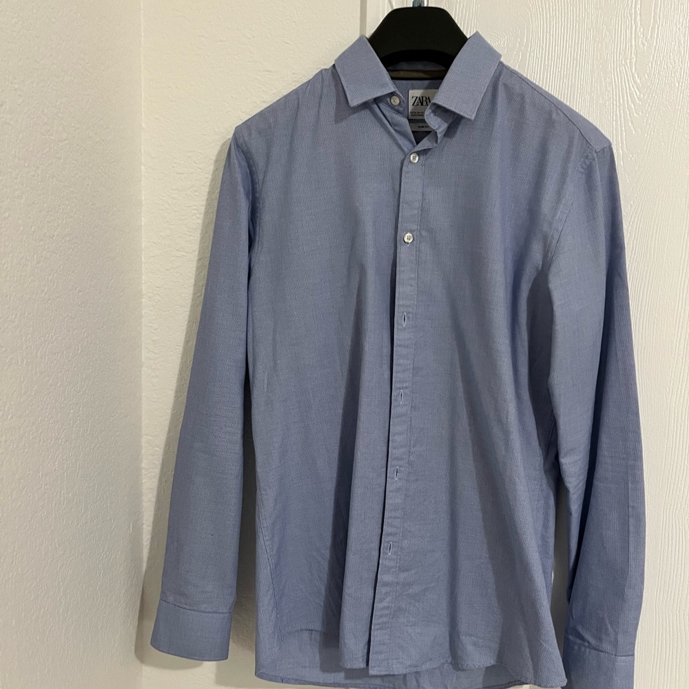 Zara Men's Blue Shirt - medium